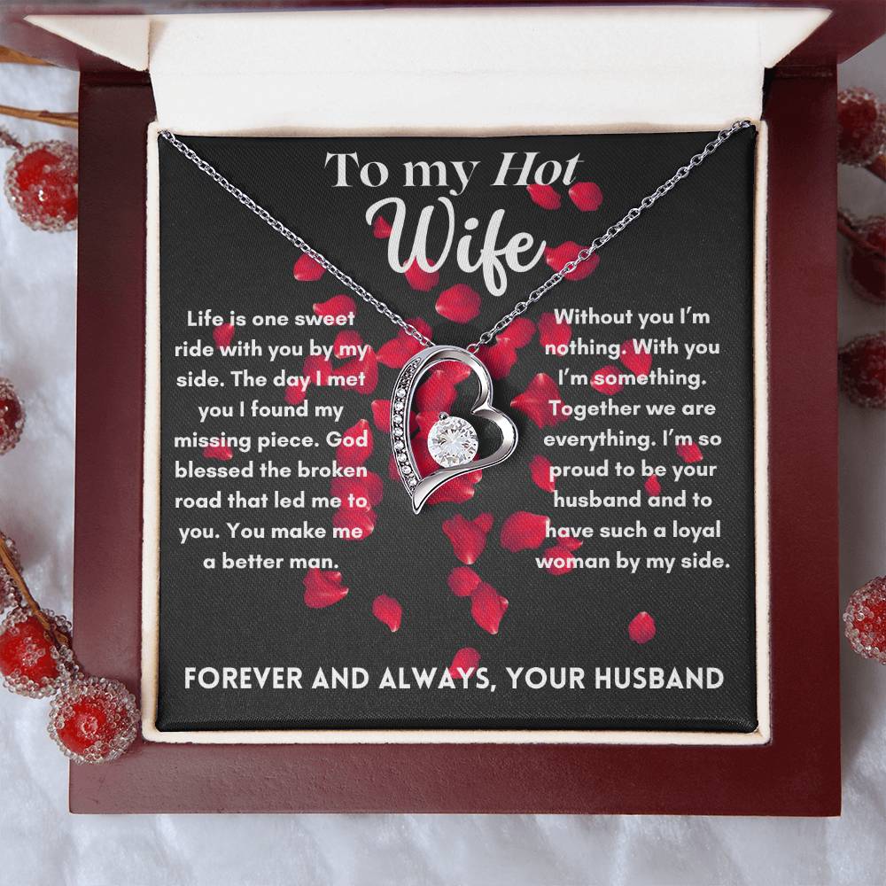 To my Hot Wife - I Found My Missing Piece - Heart Necklace