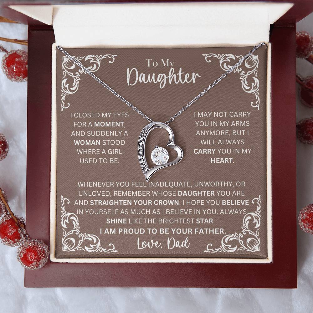 Daughter Shine Like The Brightest Star Heart Necklace