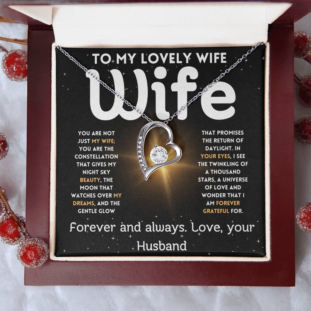 To My Lovely Wife - Forever And Always - Love Heart Necklace