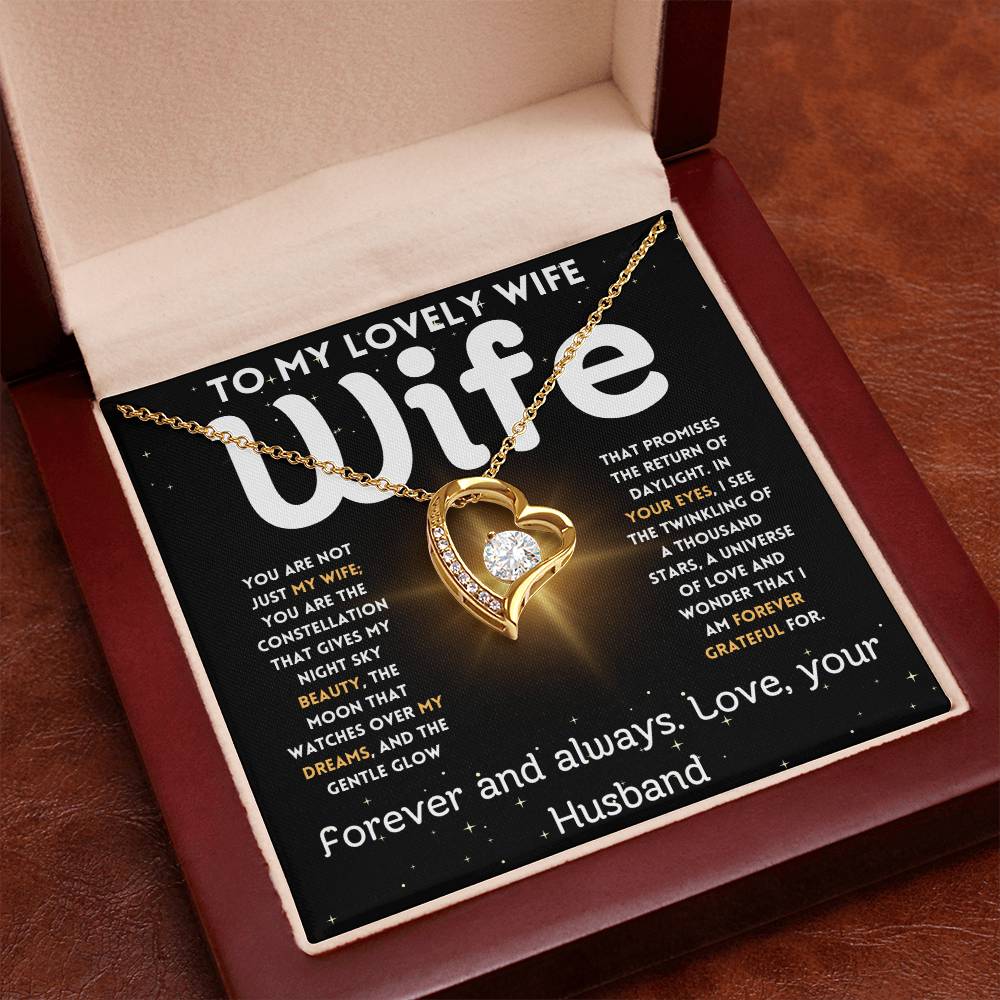 To My Lovely Wife - Forever And Always - Love Heart Necklace
