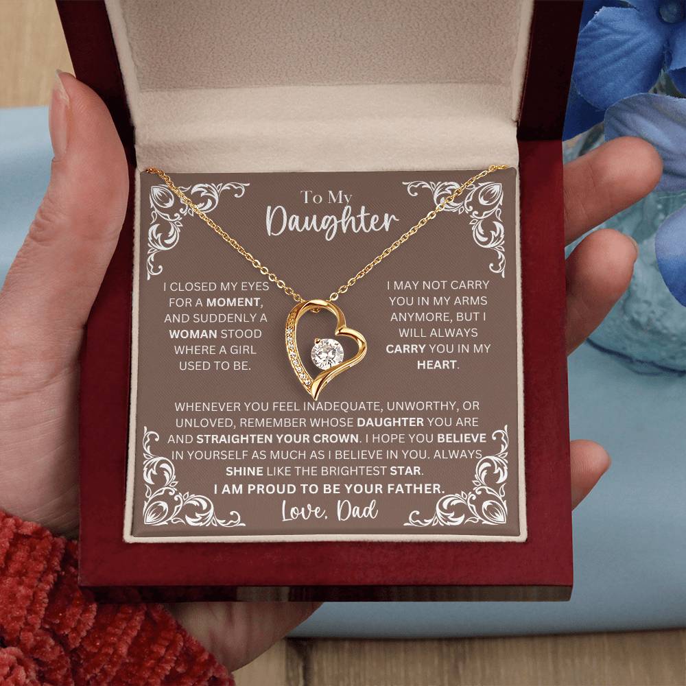 Daughter Shine Like The Brightest Star Heart Necklace
