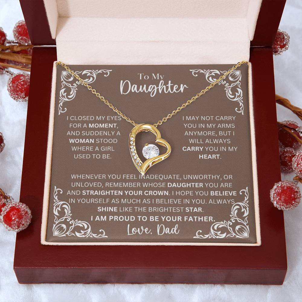 Daughter Shine Like The Brightest Star Heart Necklace