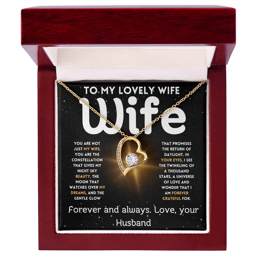 To My Lovely Wife - Forever And Always - Love Heart Necklace