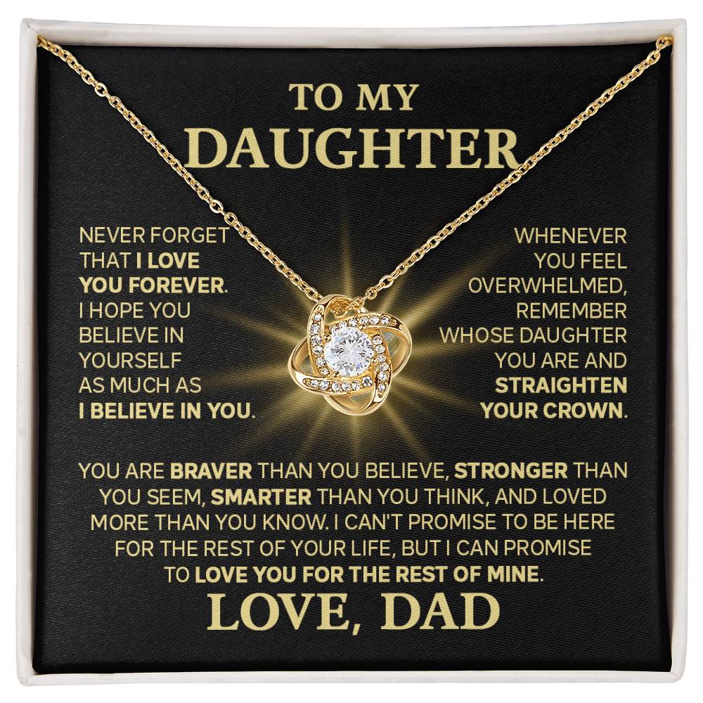 To My Daughter  - Love You Forever  - Love Knot Necklace