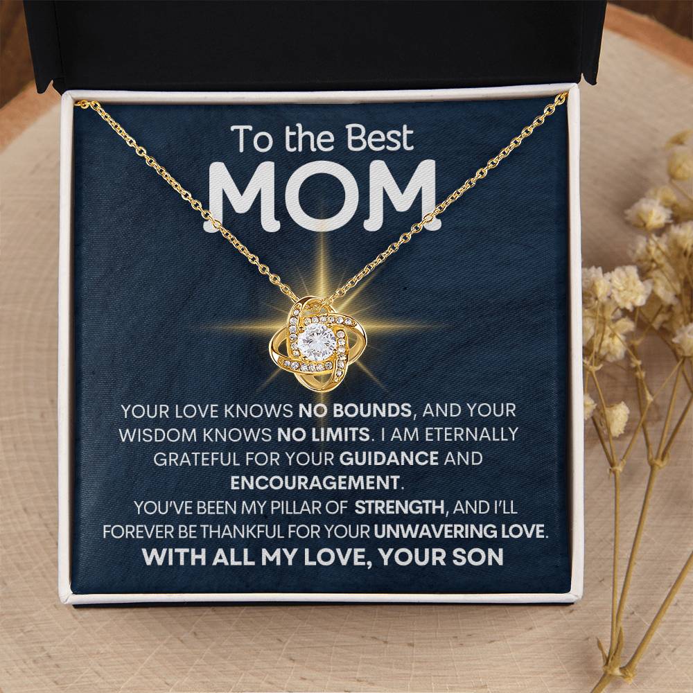 To the Best Mom - Grateful for You - Love Knot Necklace