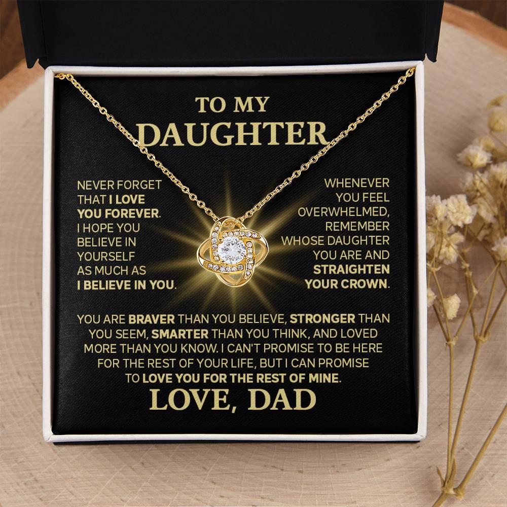 To My Daughter  - Love You Forever  - Love Knot Necklace