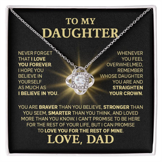 To My Daughter  - Love You Forever  - Love Knot Necklace