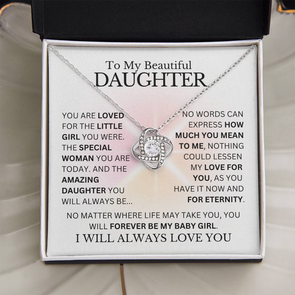 To My Daughter - Forever My Baby Girl - Love Knot Necklace