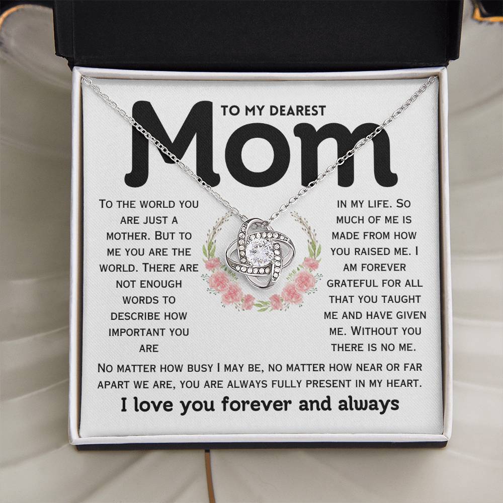 Dearest Mom - Forever Grateful - Love Knot Necklace