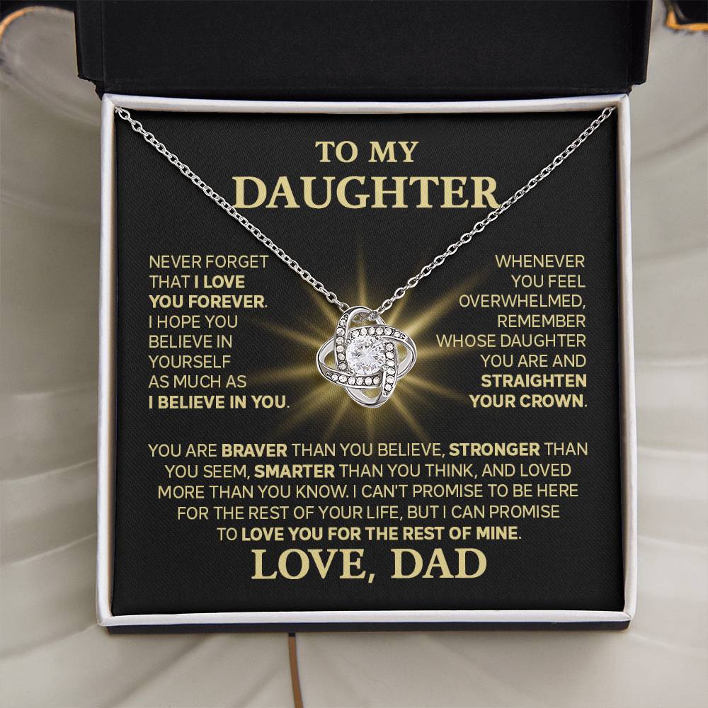 To My Daughter  - Love You Forever  - Love Knot Necklace