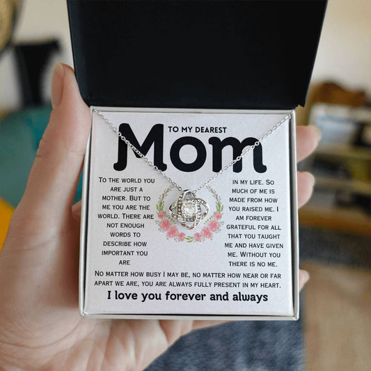 Dearest Mom - Forever Grateful - Love Knot Necklace