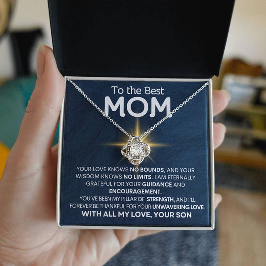 To the Best Mom - Grateful for You - Love Knot Necklace
