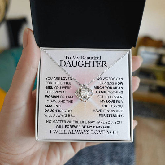 To My Daughter - Forever My Baby Girl - Love Knot Necklace