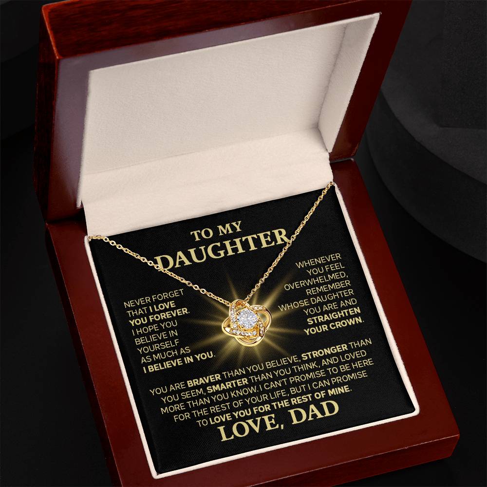 To My Daughter  - Love You Forever  - Love Knot Necklace