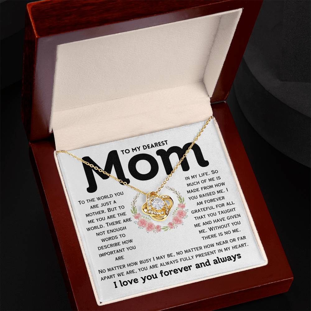 Dearest Mom - Forever Grateful - Love Knot Necklace