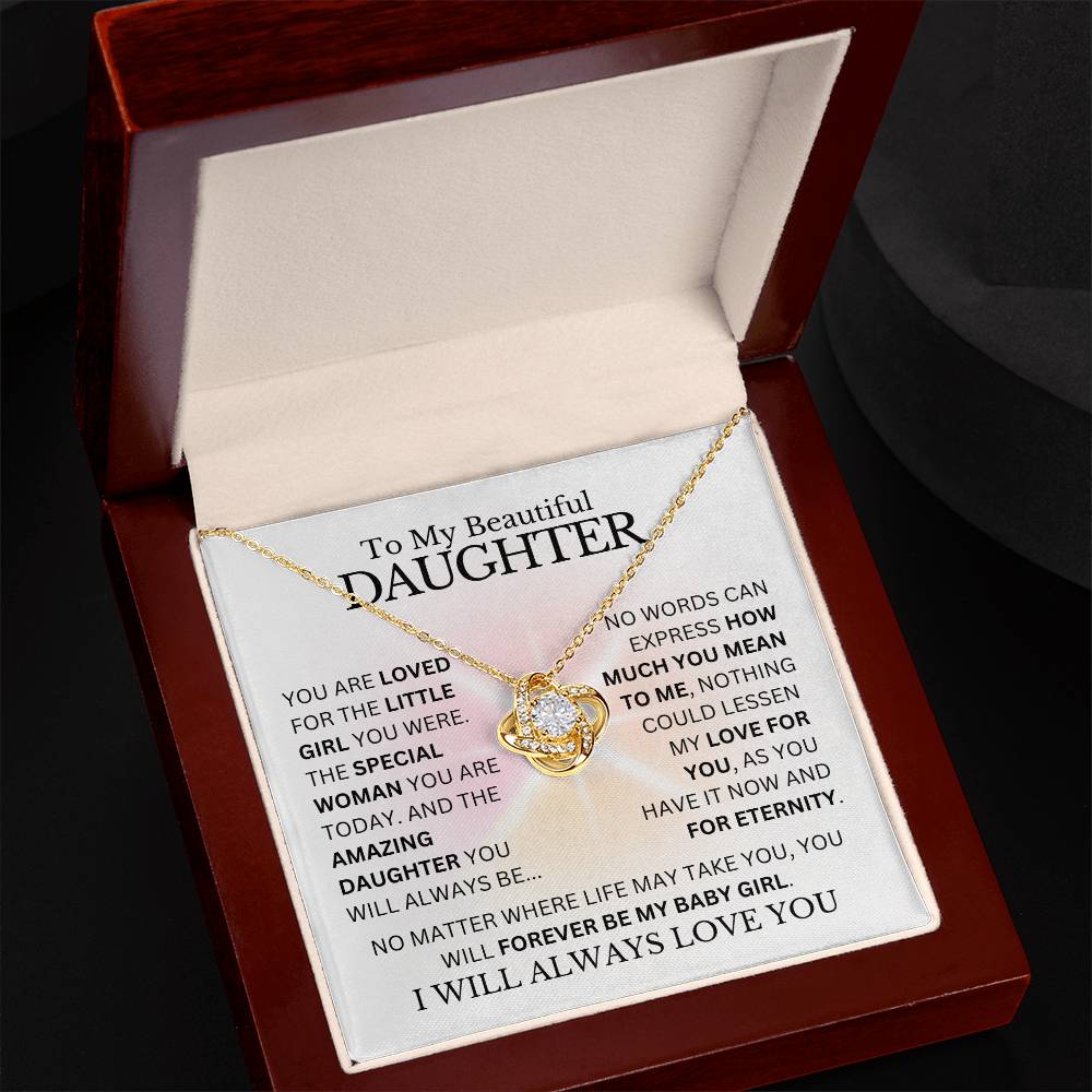 To My Daughter - Forever My Baby Girl - Love Knot Necklace