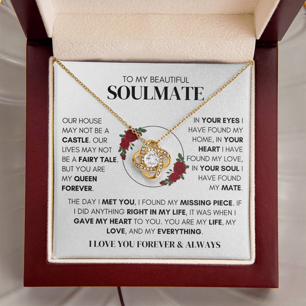To My Beautiful Soulmate - Queen Forever - Love Knot Necklace