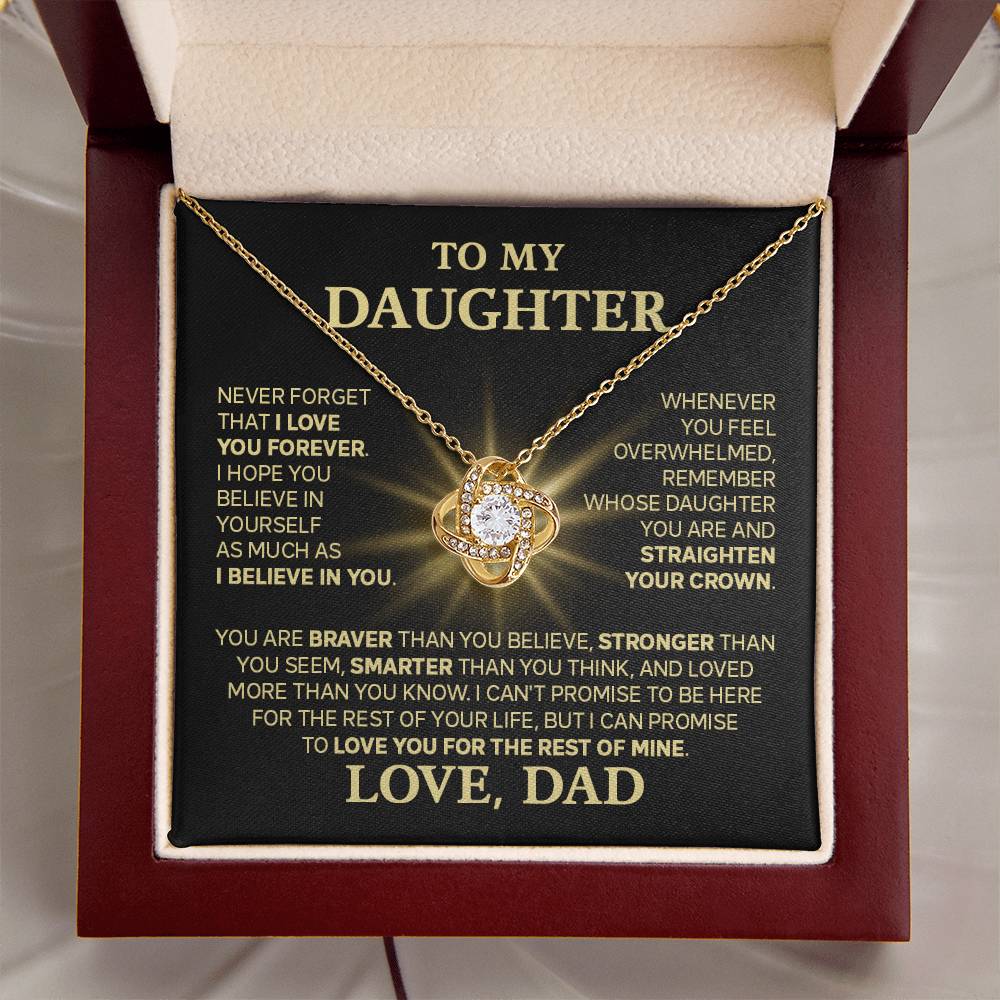 To My Daughter  - Love You Forever  - Love Knot Necklace