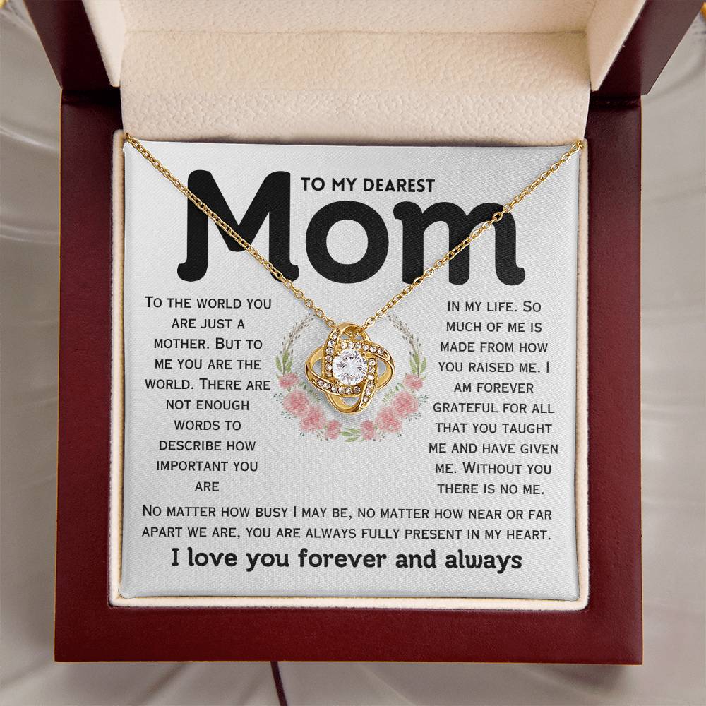 Dearest Mom - Forever Grateful - Love Knot Necklace