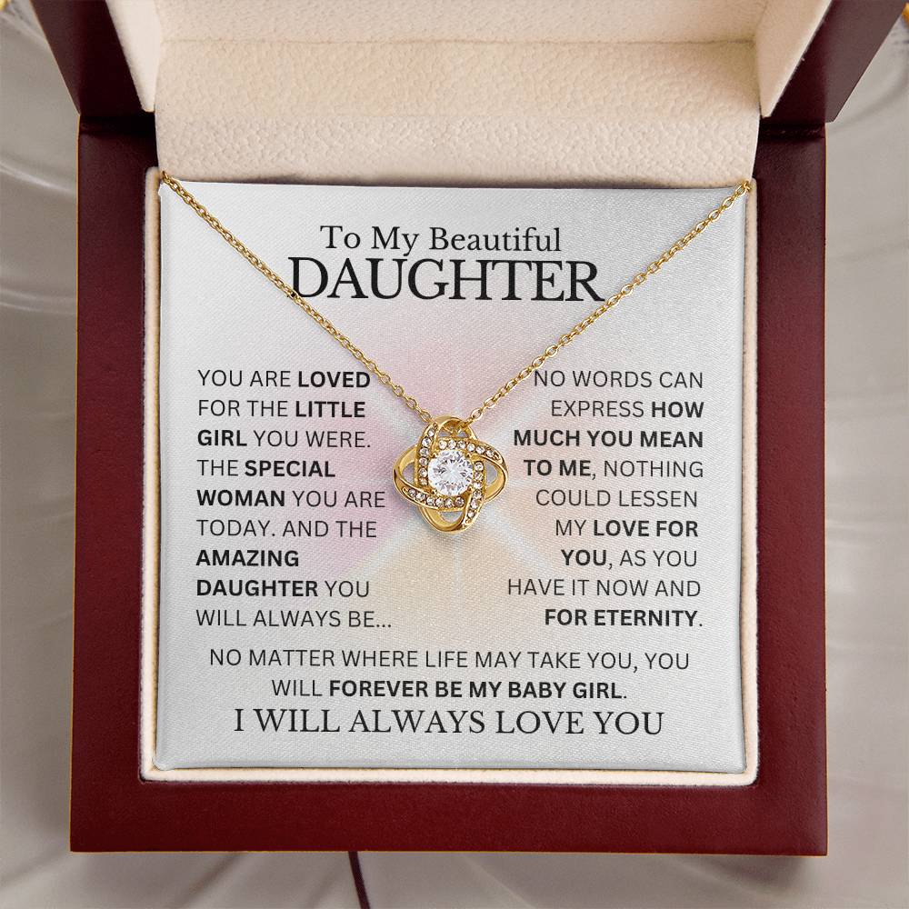 To My Daughter - Forever My Baby Girl - Love Knot Necklace