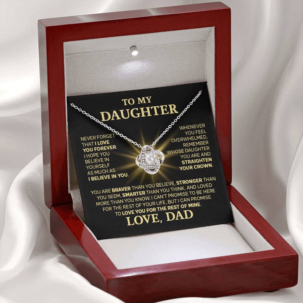 To My Daughter  - Love You Forever  - Love Knot Necklace