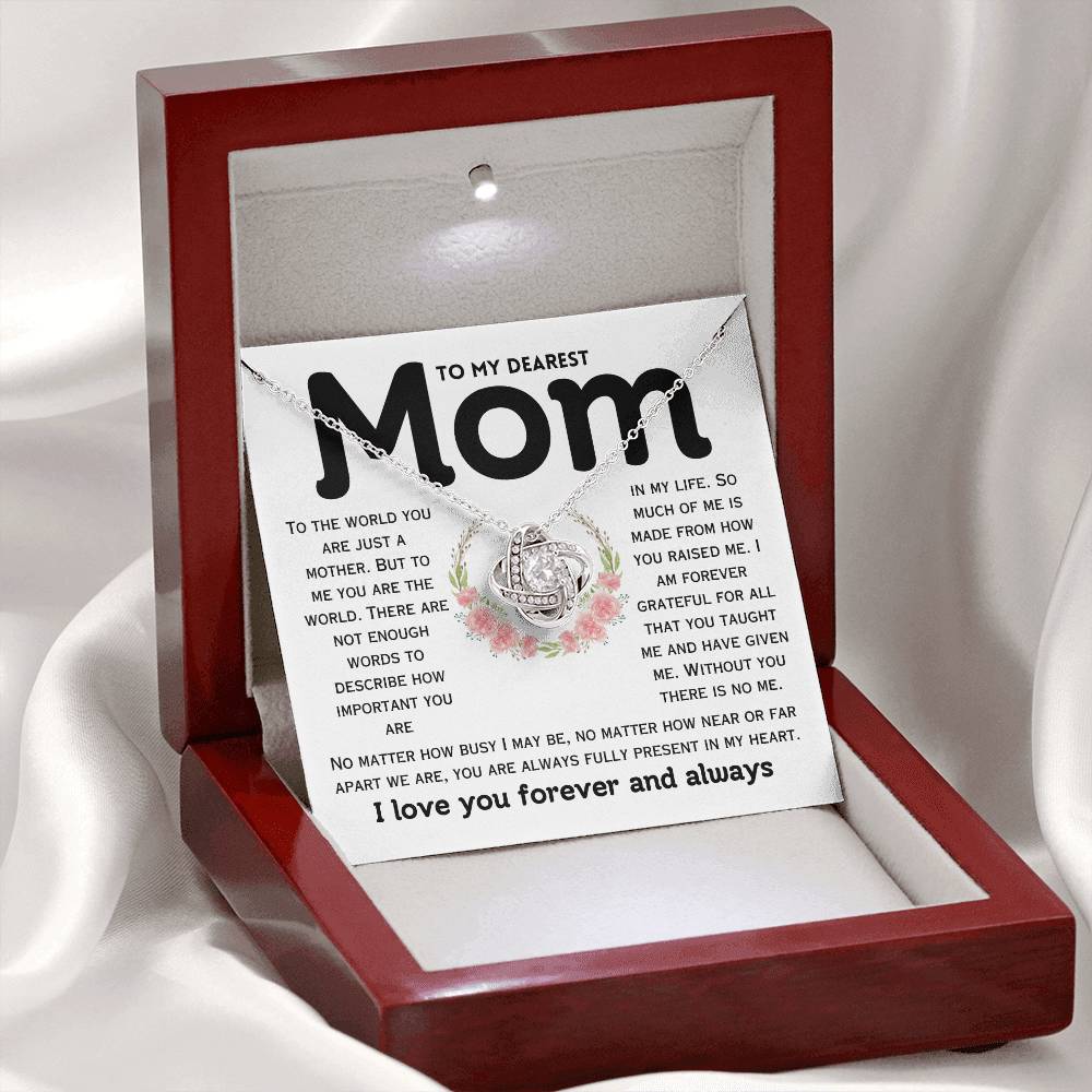 Dearest Mom - Forever Grateful - Love Knot Necklace