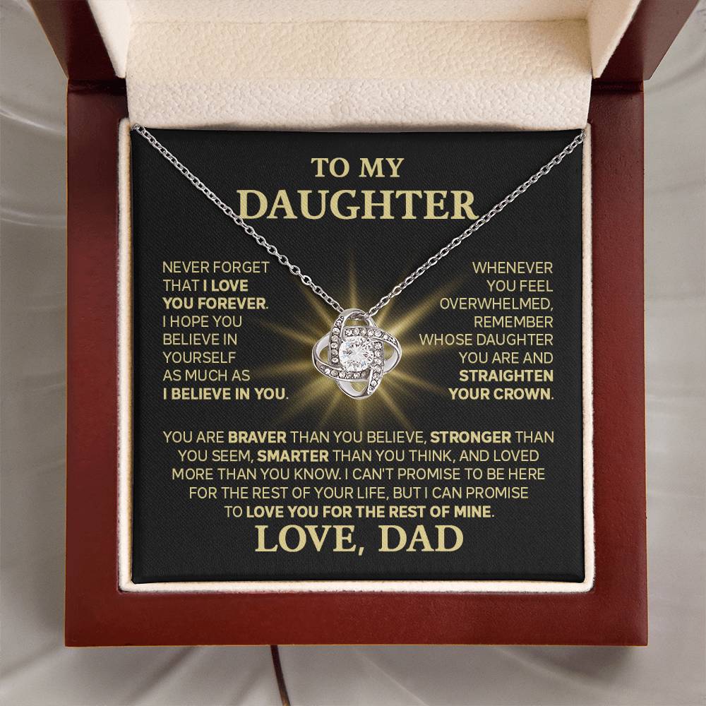 To My Daughter  - Love You Forever  - Love Knot Necklace