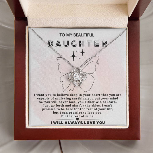 To My Daughter - Butterfly - Love Knot Necklace