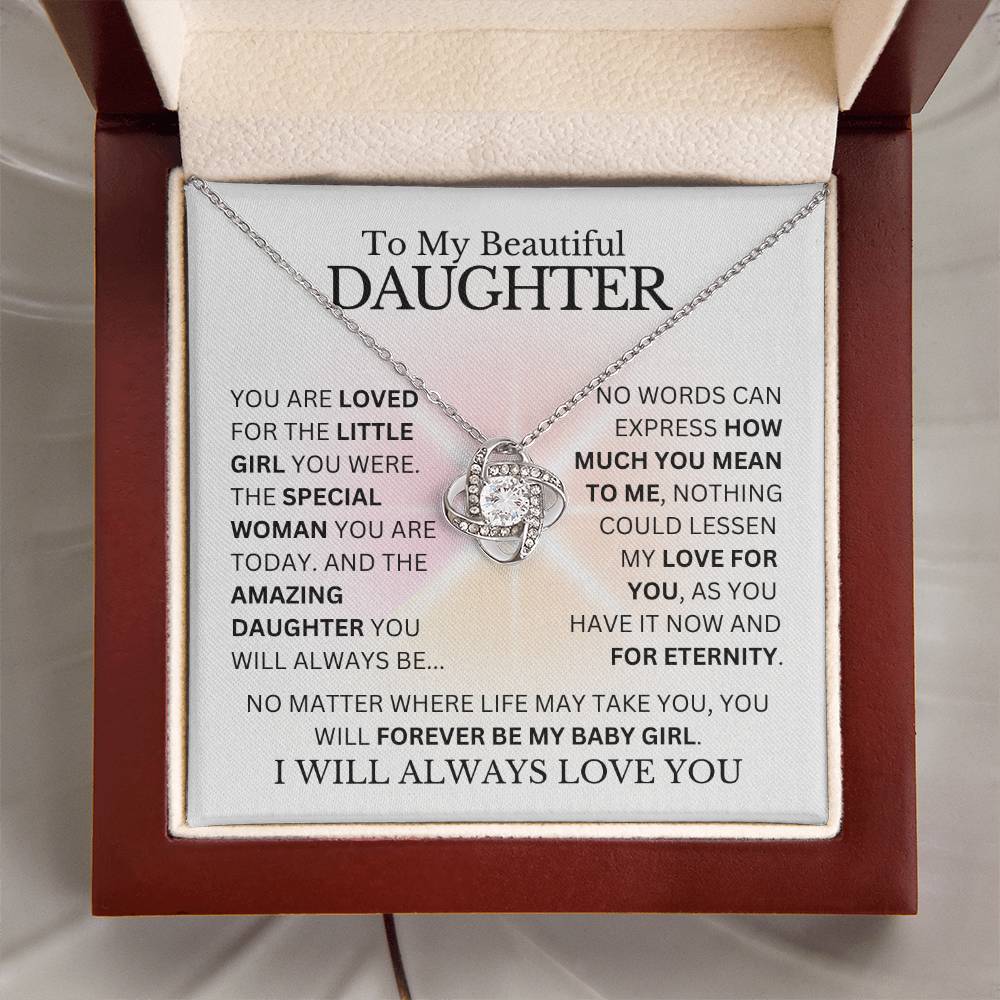 To My Daughter - Forever My Baby Girl - Love Knot Necklace