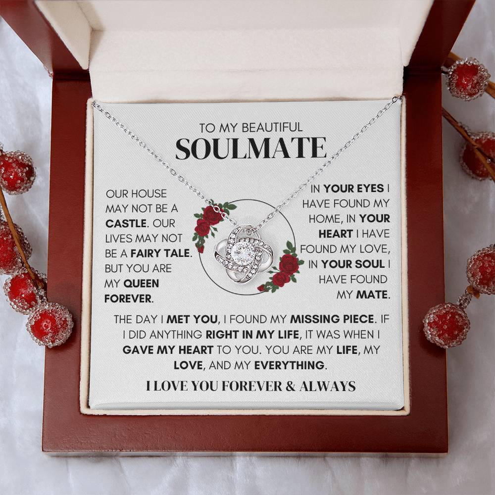To My Beautiful Soulmate - Queen Forever - Love Knot Necklace