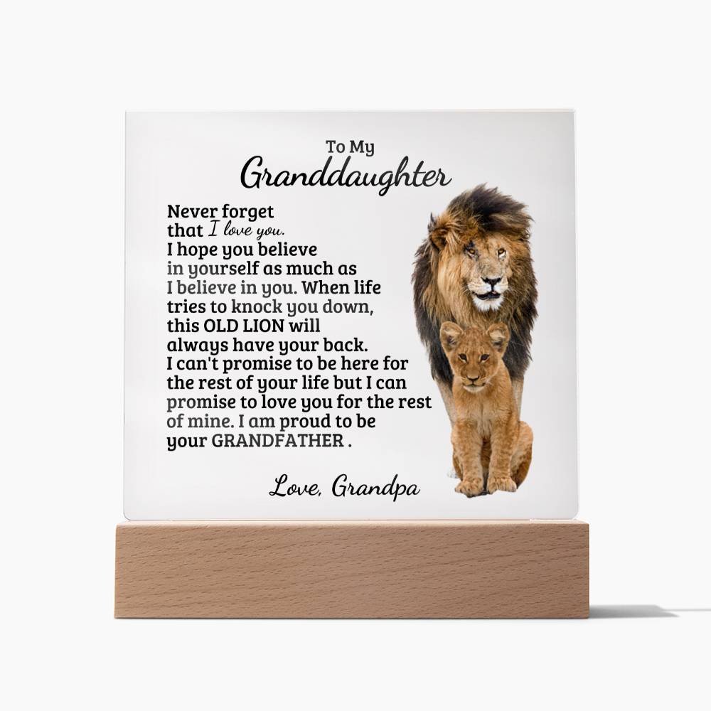 To My Granddaughter - Believe In You - Square Acrylic Plaque with Lights