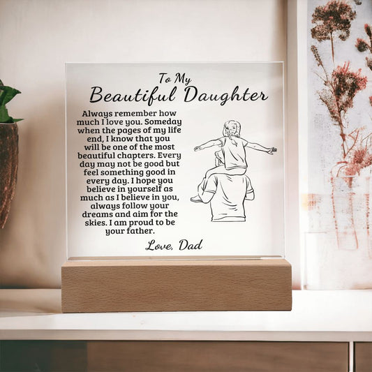 To My Beautiful Daughter - Proud Of You - Square Acrylic Plaque