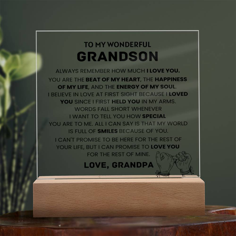 To My Wonderful Grandson - My Soul - Square Acrylic Plaque