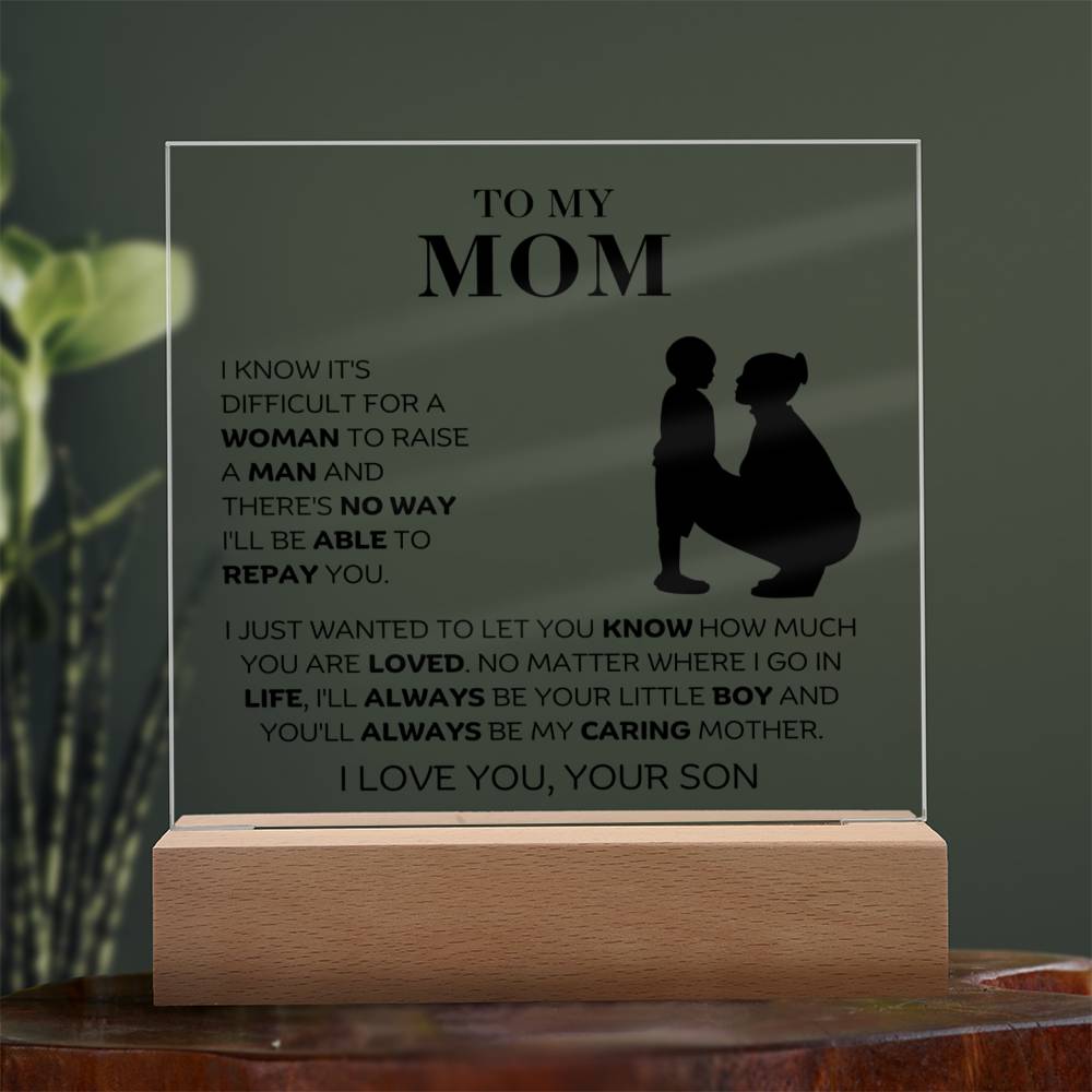 To My Mom - You Are Loved - Square Acrylic Plaque with Lights
