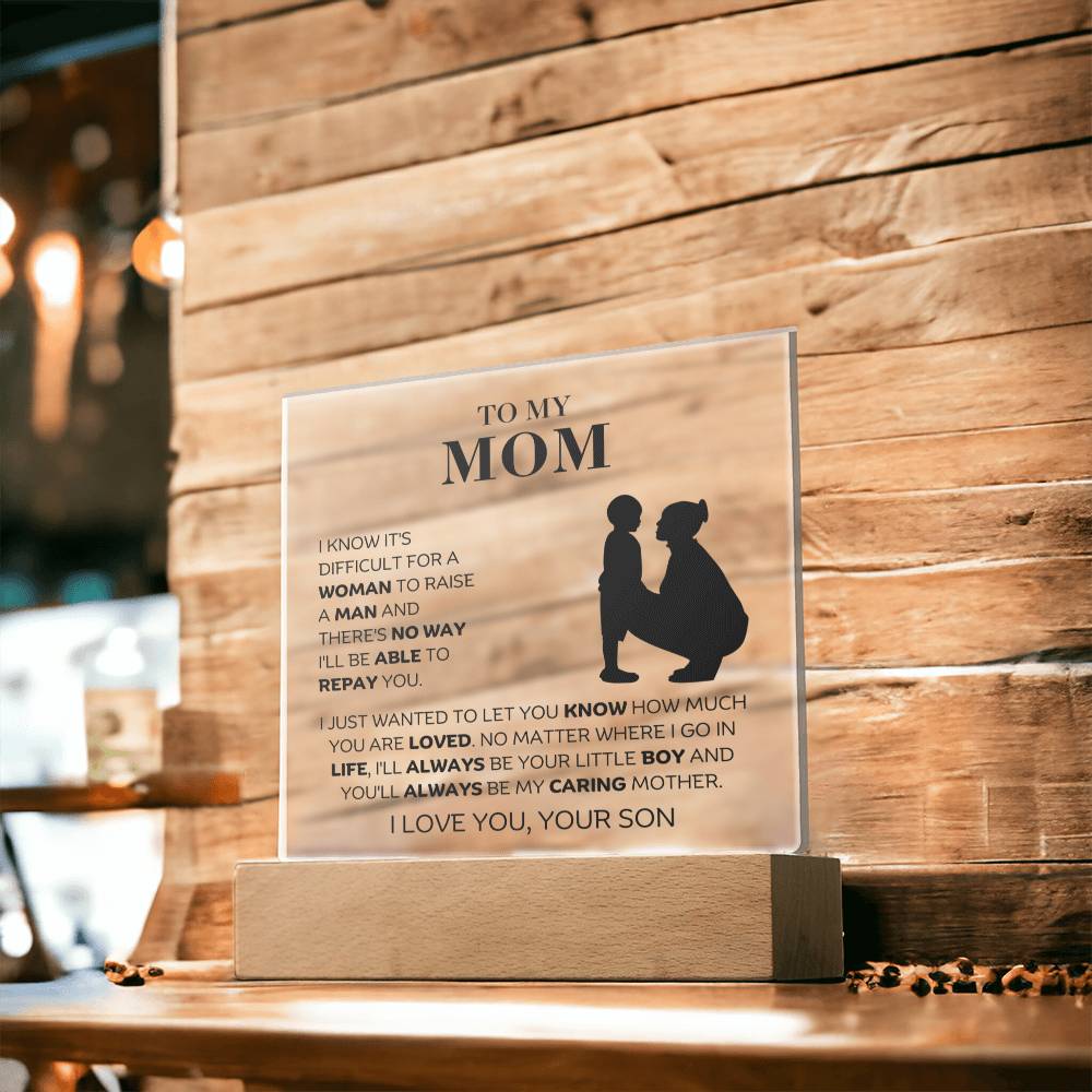 To My Mom - You Are Loved - Square Acrylic Plaque with Lights