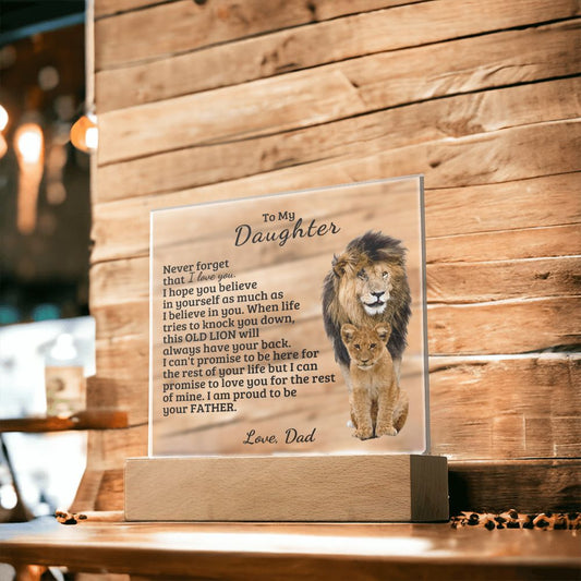 To My Daughter - Believe In You - Square Acrylic Plaque with Lights