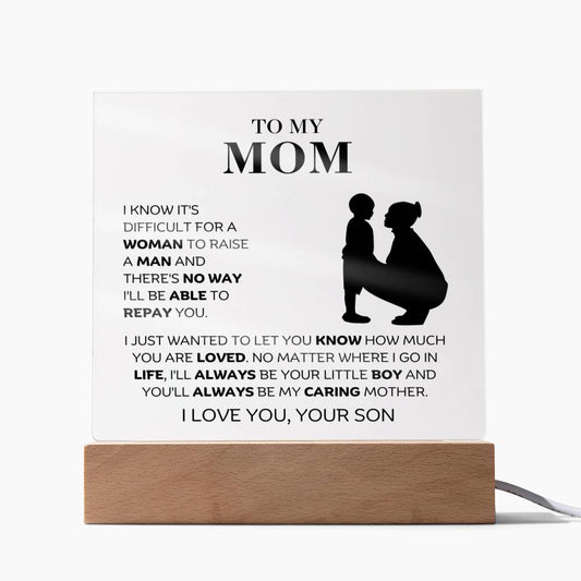 To My Mom - You Are Loved - Square Acrylic Plaque with Lights