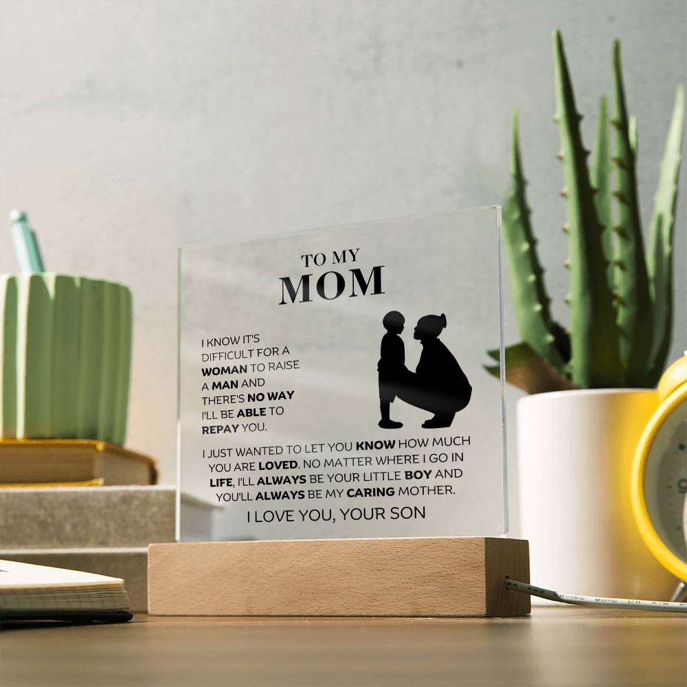 To My Mom - You Are Loved - Square Acrylic Plaque with Lights