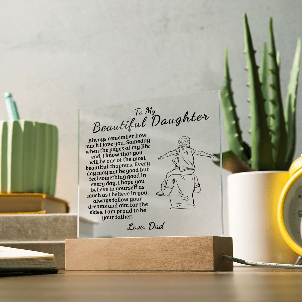 To My Beautiful Daughter - Proud Of You - Square Acrylic Plaque