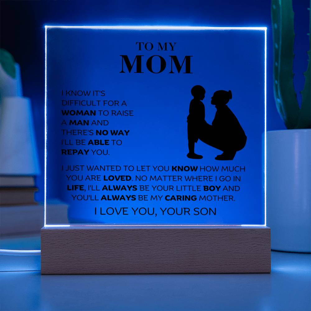 To My Mom - You Are Loved - Square Acrylic Plaque with Lights