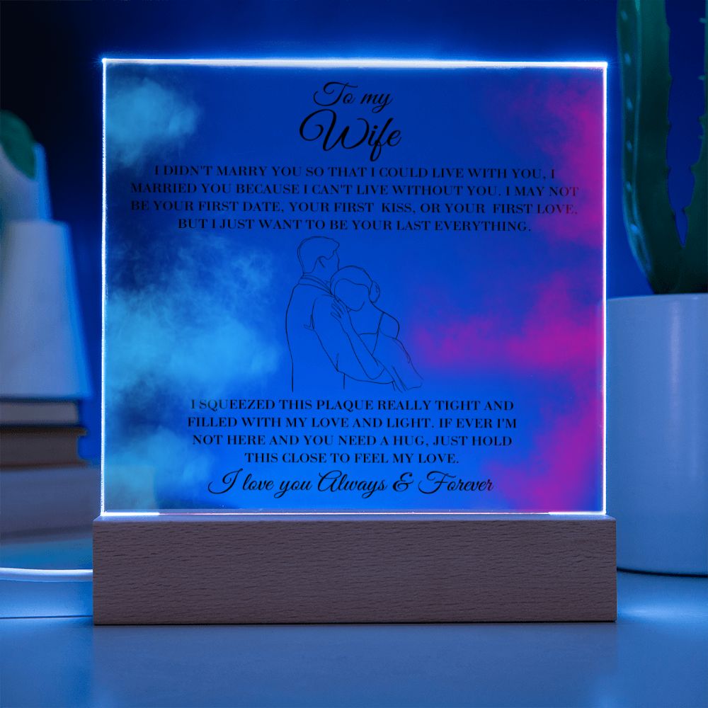 To My Wife - Hold This Close - Square Acrylic Plaque with Lights