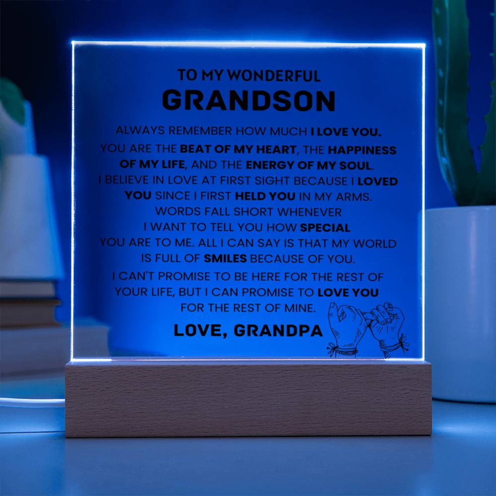 To My Wonderful Grandson - My Soul - Square Acrylic Plaque
