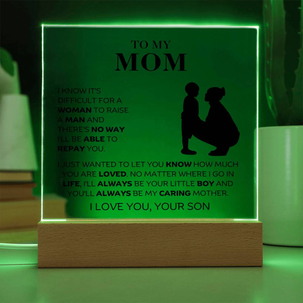 To My Mom - You Are Loved - Square Acrylic Plaque with Lights