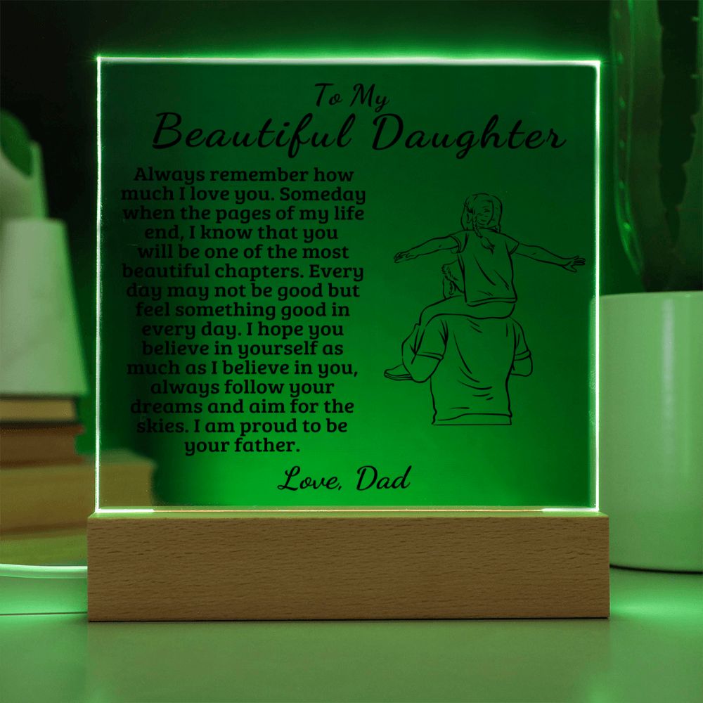 To My Beautiful Daughter - Proud Of You - Square Acrylic Plaque