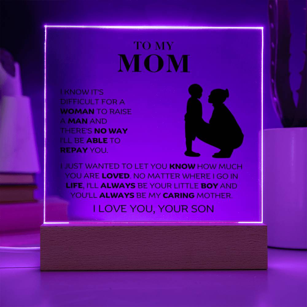 To My Mom - You Are Loved - Square Acrylic Plaque with Lights