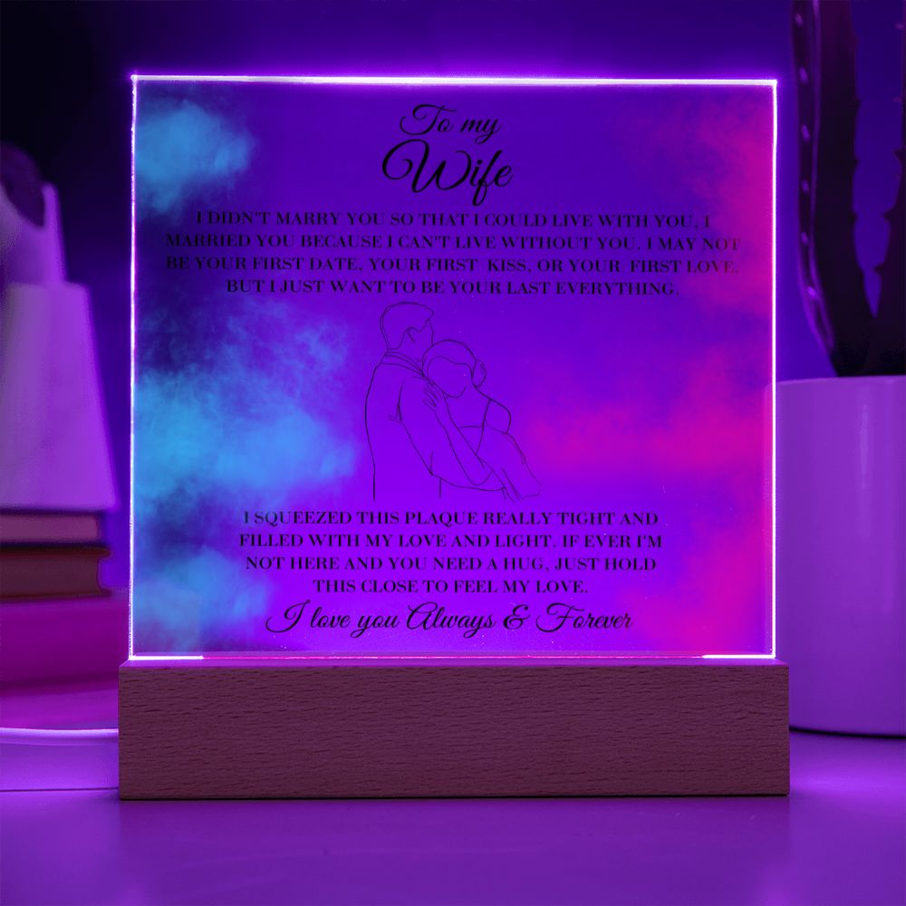 To My Wife - Hold This Close - Square Acrylic Plaque with Lights