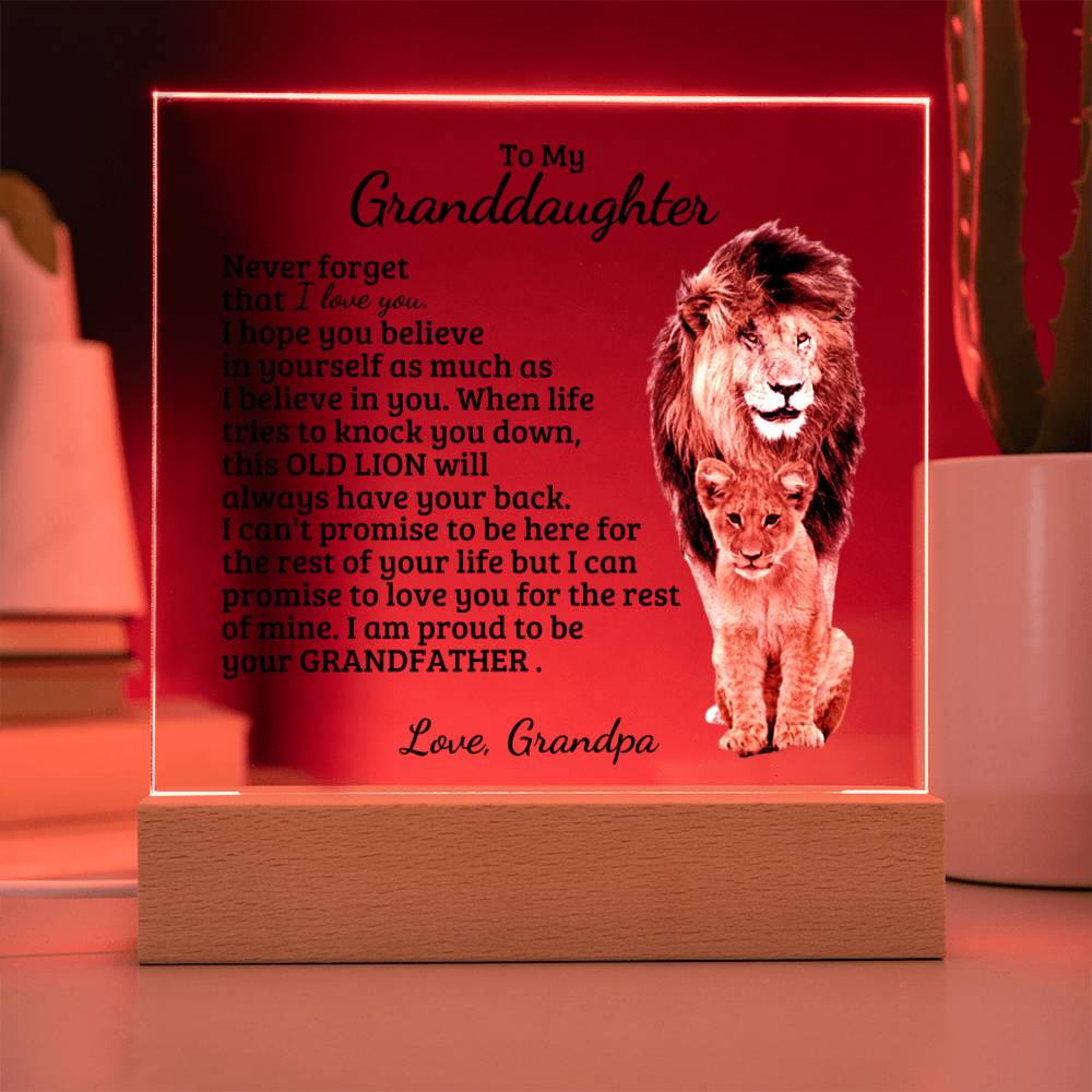 To My Granddaughter - Believe In You - Square Acrylic Plaque with Lights