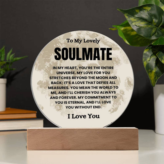To My Lovely Soulmate - My Heart - Circle Plaque with Lights
