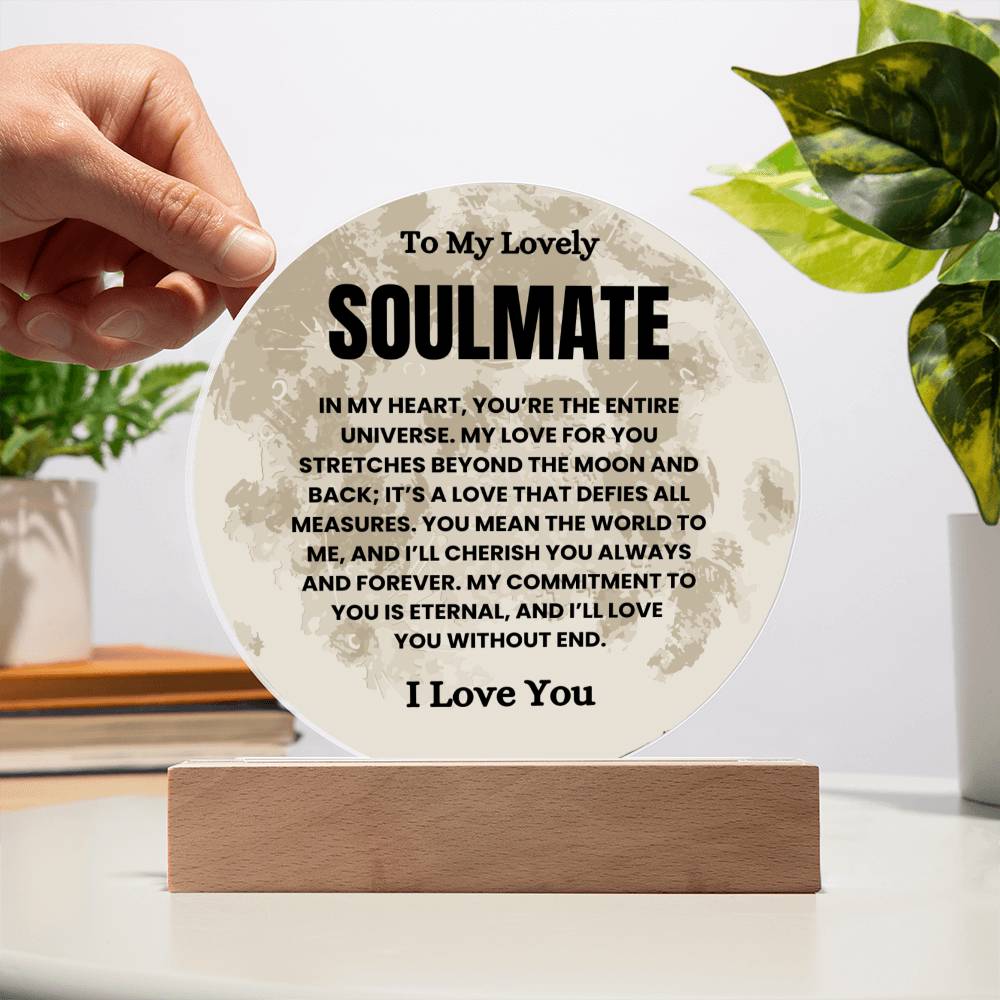 To My Lovely Soulmate - My Heart - Circle Plaque with Lights