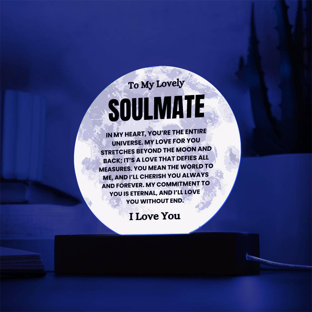 To My Lovely Soulmate - My Heart - Circle Plaque with Lights